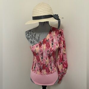NEW ASOS In the Style Floral One Shoulder Bodysuit, Size 10